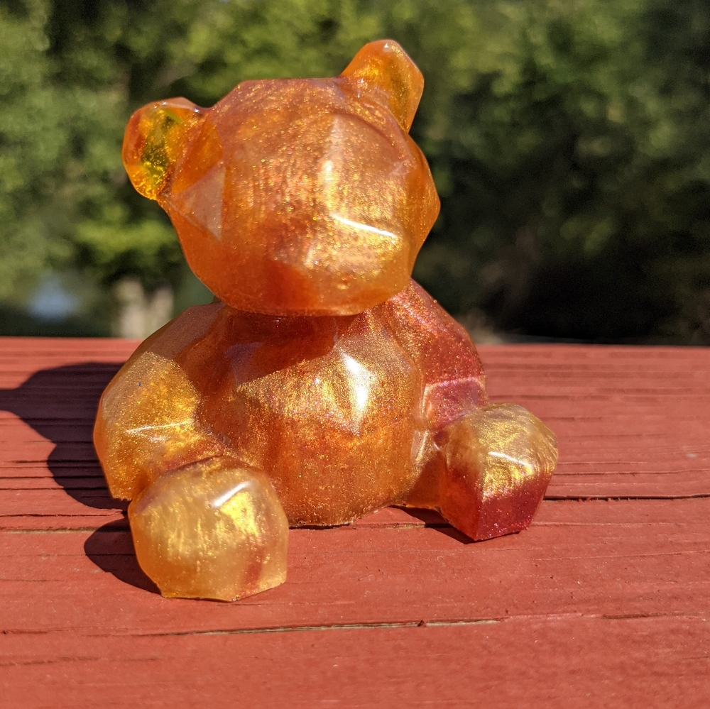Teddy Bear Resin Art Orange Beautiful Cute Handmade Gift Bears Unique Gifts - Picture 1 of 10